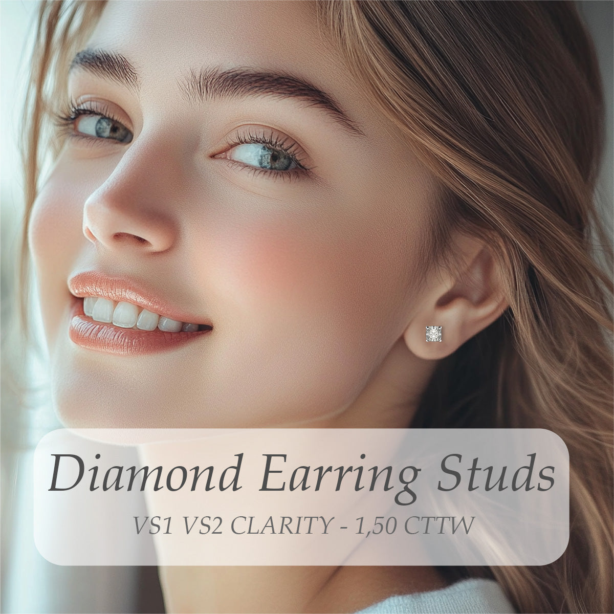 Cushion Cut Stud Earrings, 2 Stones .60ct, 1ct, 1.40ct, 2ct, 4ct Lab Grown Diamond With 18K Gold Settings, White, Yellow, Rose Gold