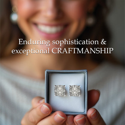 Cushion Cut Stud Earrings, 2 Stones .60ct, 1ct, 1.40ct, 2ct, 4ct Lab Grown Diamond With 18K Gold Settings, White, Yellow, Rose Gold