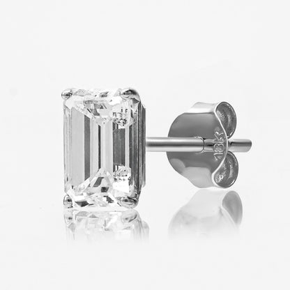 Emerald Cut Stud Earrings, 2 Stones 0.60ct, 1ct, 1.4ct, 2ct, 4ct Lab Grown Diamond With 18K Gold Settings, White Gold, Yellow Gold, Rose Gold