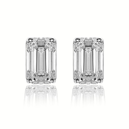 Emerald Cut Stud Earrings, 2 Stones 0.60ct, 1ct, 1.4ct, 2ct, 4ct Lab Grown Diamond With 18K Gold Settings, White Gold, Yellow Gold, Rose Gold