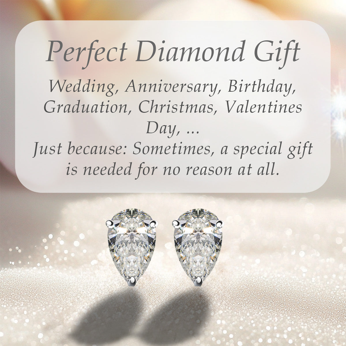Pear Stud Earrings, 2 Stones .60ct, 1ct, 1.40ct, 2ct, 4ct, Lab Grown Diamond With 18K Gold Settings, White Gold, Yellow Gold, Rose Gold