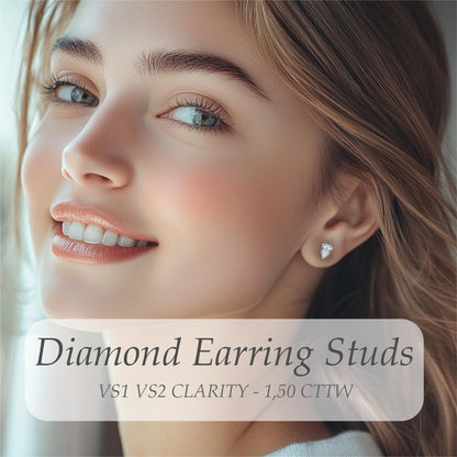 Pear Stud Earrings, 2 Stones .60ct, 1ct, 1.40ct, 2ct, 4ct, Lab Grown Diamond With 18K Gold Settings, White Gold, Yellow Gold, Rose Gold