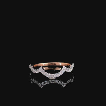 Curved Shape Eternity Wedding Band .40ct Lab Grown Diamond With 18K Gold Settings, White, Yellow, Rose Gold